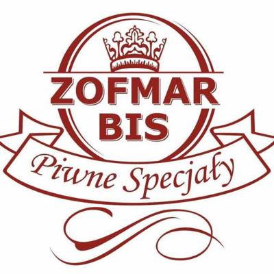 Logo firmy ZOFMAR BIS z koroną i napisem 'Piwne Specjały' w kolorze bordowym na białym tle.