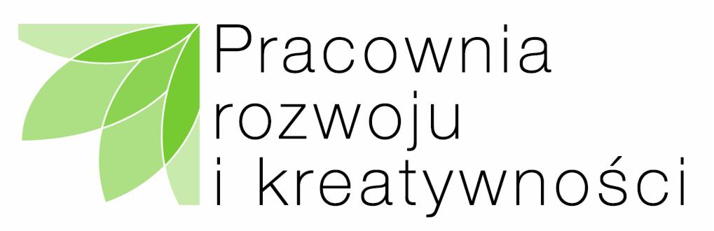 Logo firmy Pracownia rozwoju i kreatywności z zielonym motywem liści w lewym górnym rogu.