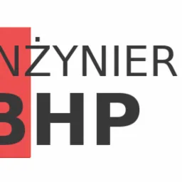 Logo firmy z branży inżynierii BHP z czerwonym blokiem i napisem 'Inżynieria BHP' w kolorze szarym.