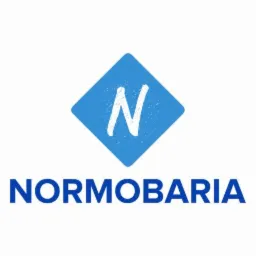 Logo firmy Normobaria z niebieskim rombem zawierającym literę N.