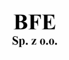 Logo firmy BFE Sp. z o.o. na białym tle.