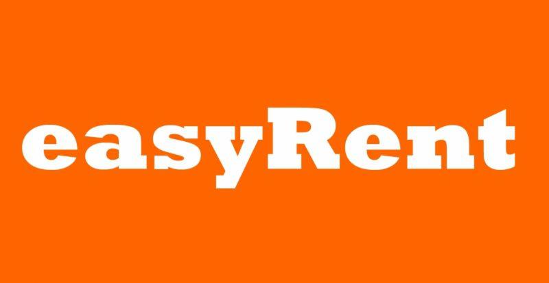 Logo firmy EasyRent na pomarańczowym tle.
