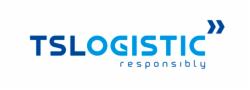 Niebieskie logo firmy TSLOGISTIC z hasłem 'responsibly' i symbolem dwóch strzałek w prawo.