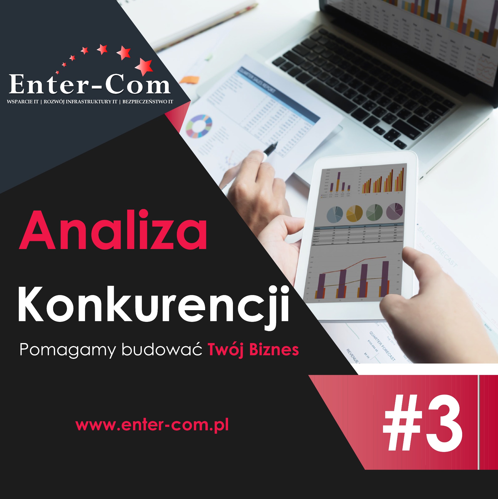 Analiza danych z raportów sprzedaży prezentowanych na tablecie i wydrukach, obok laptopa, w jasnym otoczeniu biurowym.