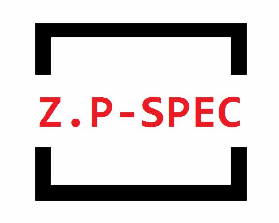 Logo firmy Z.P-SPEC w czerwieni, umieszczone w czarnej ramce na białym tle.