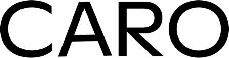 Czarne litery CARO na białym tle, logo firmy.