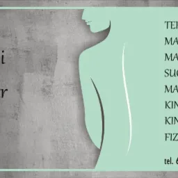 Grafika reklamowa centrum rehabilitacji Anny Bytnar, oferującego terapię falą uderzeniową, masaż tkanek głębokich, masaże relaksacyjne, suche igłowanie, masaż leczniczy, kinesiotaping i kinezyterapię.