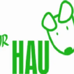Zielone logo z napisem 'DR HAU' i uproszczonym rysunkiem głowy psa z długimi uszami.