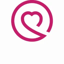 Logo przedstawiające serce w okręgu, wykonane w kolorze fuksji, na białym tle.