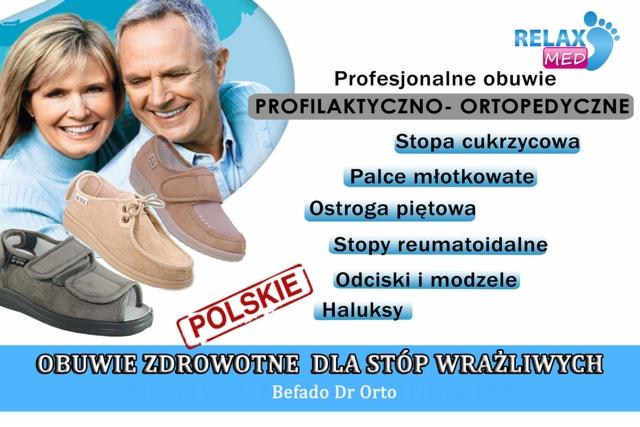 Profesjonalne, profilaktyczno-ortopedyczne obuwie zdrowotne dla stóp wrażliwych, w tym modele dedykowane dla osób ze stopą cukrzycową, palcami młotkowatymi, ostrogą piętową, stopami reumatoidalnymi...