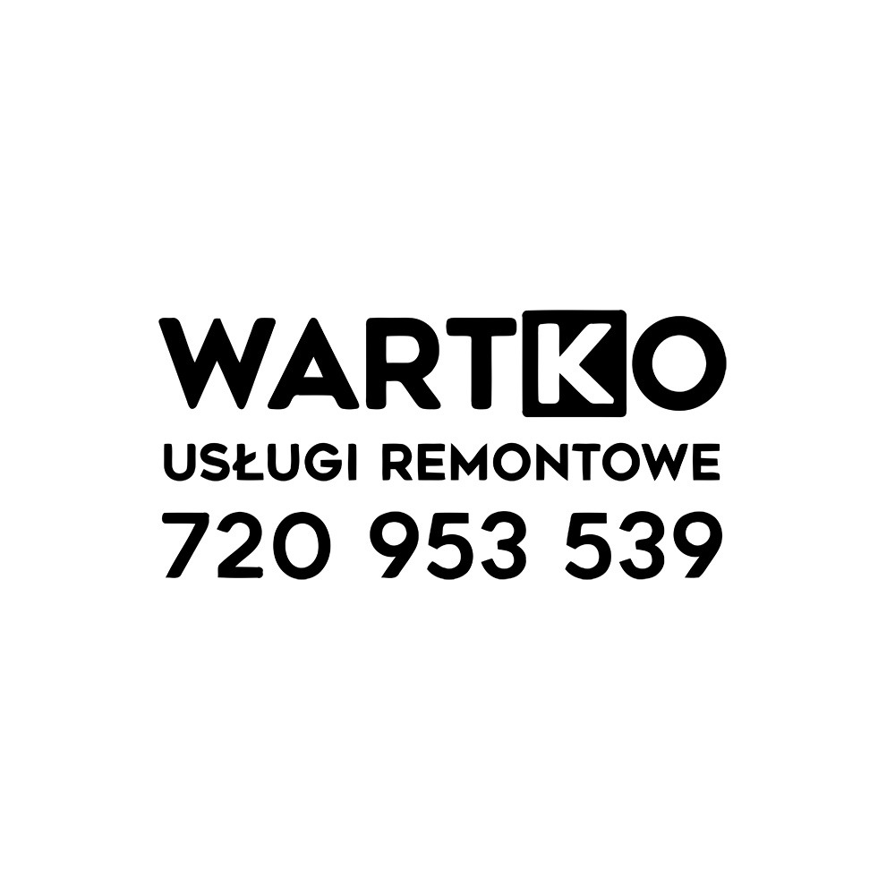 Czarno-białe logo firmy Wartko Usługi Remontowe z numerem telefonu 720 953 539.