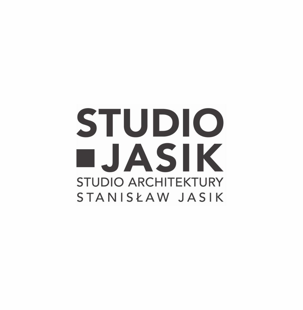 Logo firmy Studio Jasik, specjalizującej się w architekturze. Czarny napis na białym tle.