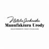 Czarno-białe logo firmy 'Natalia Jarkowska Manufaktura Urody' z eleganckim, kaligraficznym fontem imienia i nazwiska nad nazwą 'Manufaktura Urody' napisaną prostszą czcionką.