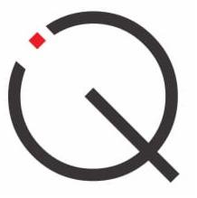 Logo firmy z okrągłym symbolem i czerwoną kropką w lewym górnym rogu.