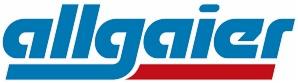 Logo firmy Allgaier z napisem w kolorze niebieskim i czerwonym na białym tle.