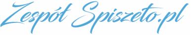 Napis 'Zespół Spiszeto.pl' wykonany ozdobną, błękitną czcionką na białym tle.