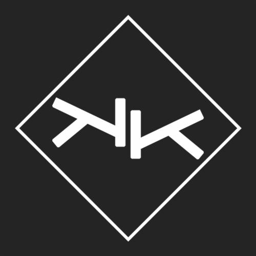 Logo firmy z Radzymina przedstawiające dwie lustrzane litery K w białym rombie na czarnym tle.