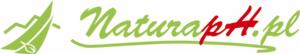 Logo firmy NaturaH.pl z zielonym motywem roślinnym i czerwonym akcentem w nazwie domeny.