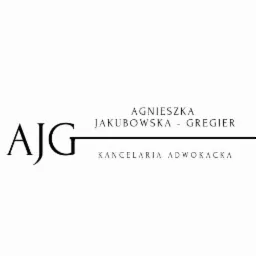 Logo Kancelarii Adwokackiej Agnieszka Jakubowska-Grogier z inicjałami AJG i poziomą linią.