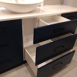 SCHAFFERMAN - szafy na wymiar - Szafka umywalkowa niesymetryczna z zakrytym syfonem i przyłączami wodnymi