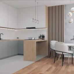 Projekt kuchni z jadalnią
