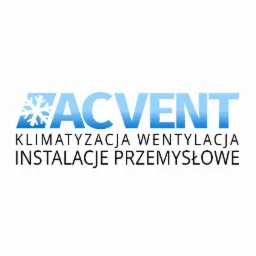 Logo firmy ACVENT specjalizującej się w klimatyzacji, wentylacji i instalacjach przemysłowych, z symbolem śnieżynki.