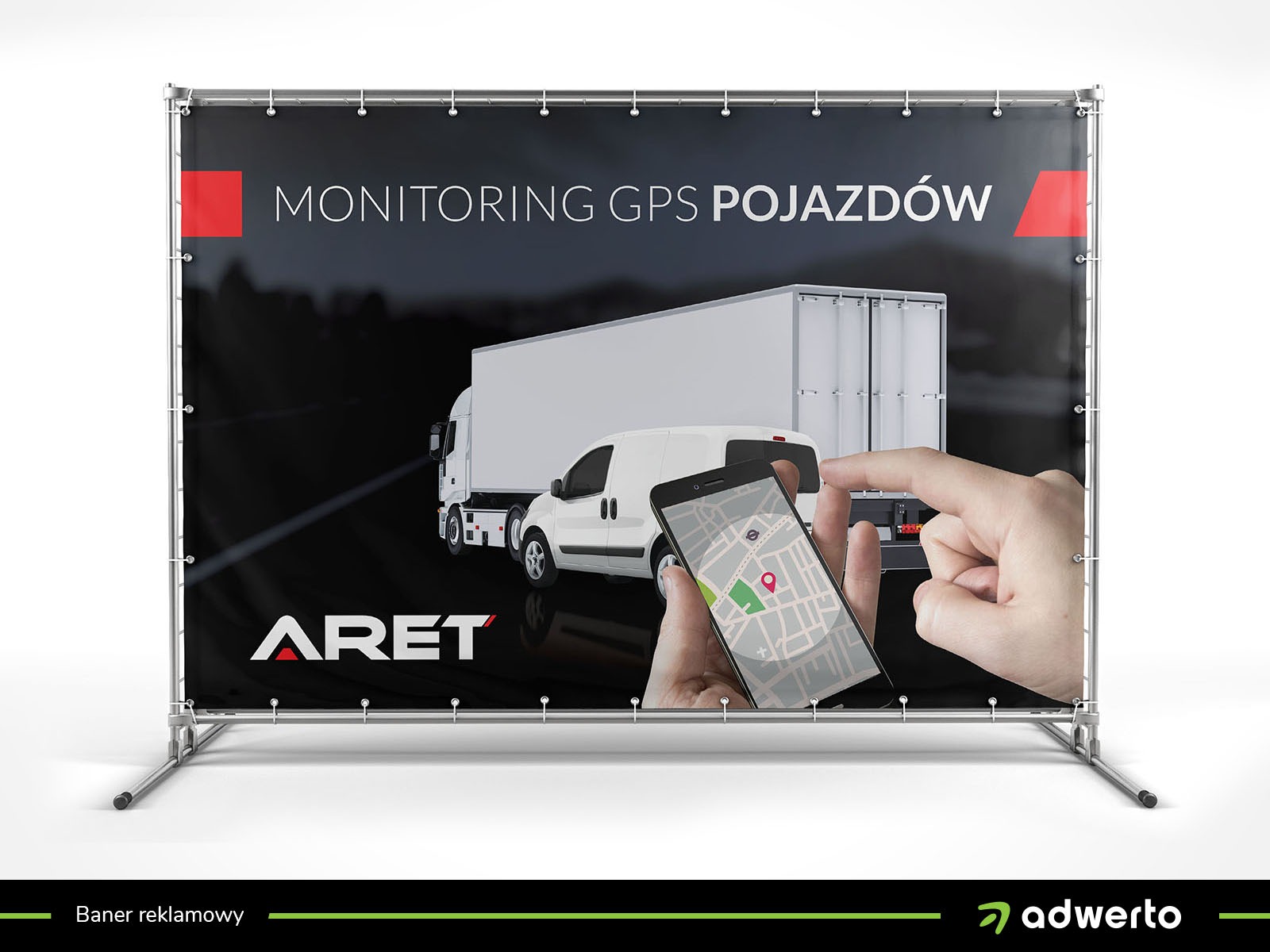 Projekt oraz druk banera reklamowego dla firmy ARET