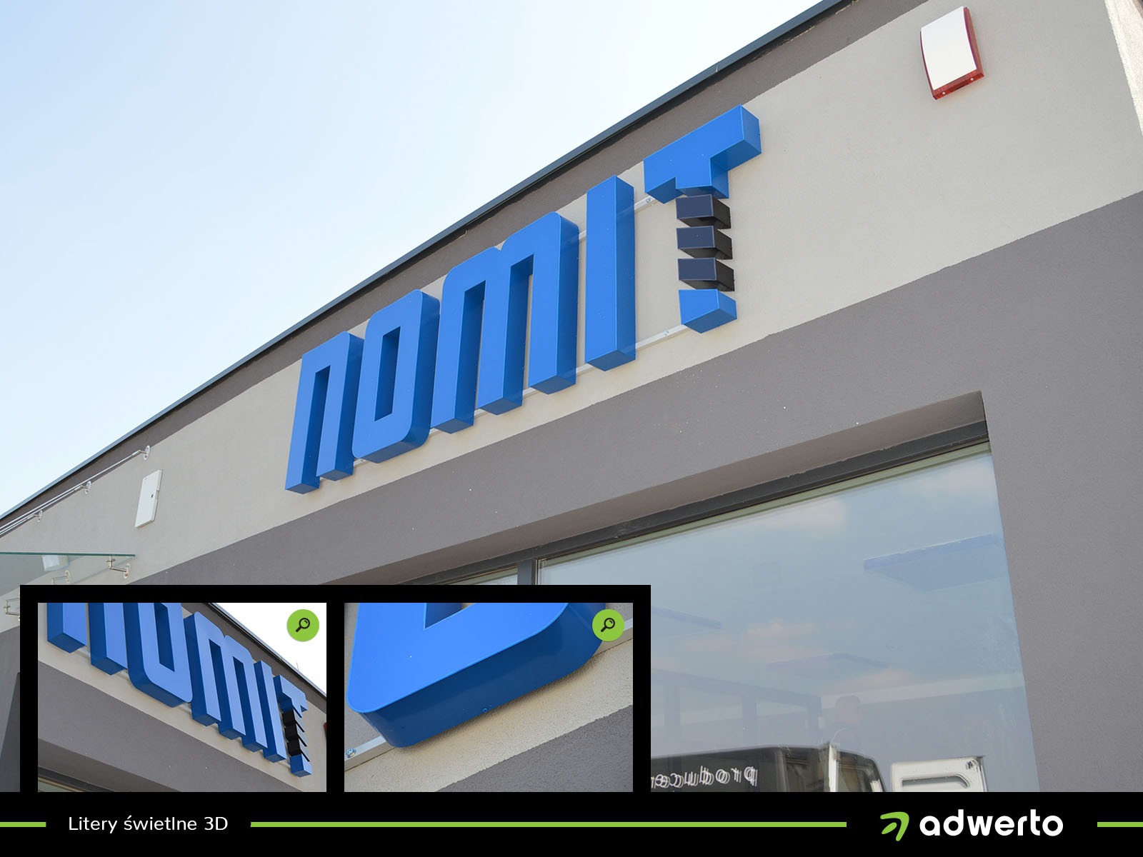 Litery świetlne 3D wykonane dla firmy NOMIT