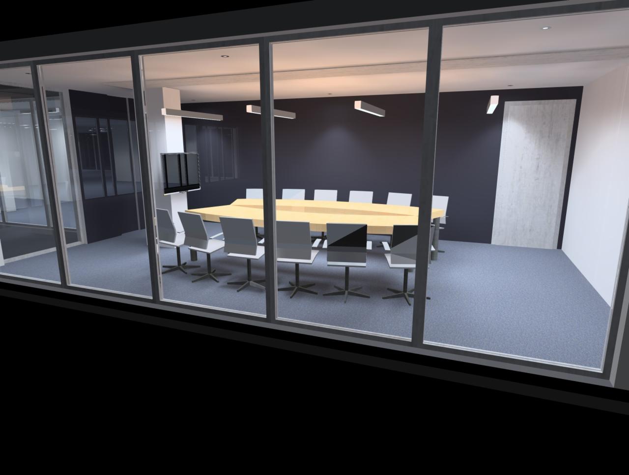 Przykładowy projekt oświetlenia biura - wizualizacja