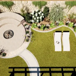 Projekt niewielkiego ogrodu wraz z małą architekturą