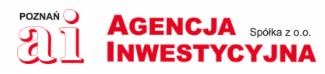 Logo Agencja Inwestycyjna Spółka z o.o. z siedzibą w Poznaniu, czerwono-biała kolorystyka.
