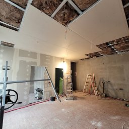 Adaptacja 100letniej kamienicy na lokale mieszkalne. Postawienie ścian działowych, podwieszenie sufitów z dołożeniem izolacji akustycznej.