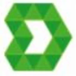 Zielony, geometryczny symbol strzałki w prawo, zbudowany z trójkątów, na białym tle.