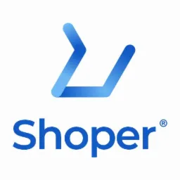 Logo Shoper w kolorze niebieskim, widoczne w Krakowie.