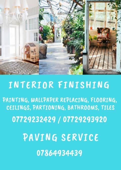 Kolaż przedstawiający trzy różne przestrzenie: jasny pokój z żyrandolem i domkiem dla lalek, ścieżkę w szklarni z roślinami oraz werandę z krzesłem w kwiaty, wszystko na turkusowym tle z tekstem...