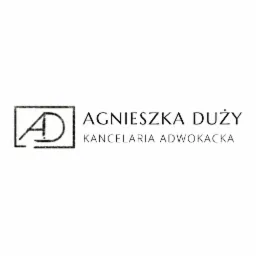 Logo Kancelarii Adwokackiej Agnieszka Duży, z inicjałami AD w kwadratowej ramce.