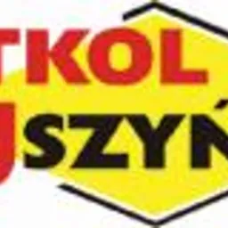 Logo firmy Metkol Pruszyński z czerwonymi literami na białym tle, umieszczone na żółtym rombie z czarną obwódką.