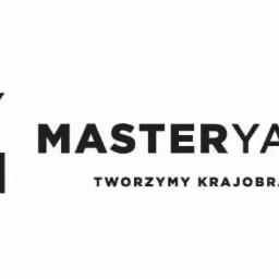 Logo firmy Masteryard z hasłem 'Tworzymy krajobraz' w czarnym kolorze na białym tle.