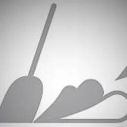 Stylizowana grafika przedstawiająca miotłę i symbolizujące usuwanie śniegu lub wody, na jednolitym szarym tle.