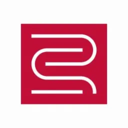 Logo w kolorze białym na czerwonym kwadracie przedstawiające stylizowaną literę 'E' lub '3' utworzoną z trzech poziomych linii połączonych łagodnymi łukami.