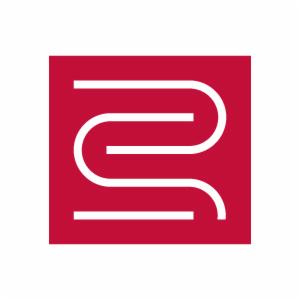 Logo w kolorze białym na czerwonym kwadracie przedstawiające stylizowaną literę 'E' lub '3' utworzoną z trzech poziomych linii połączonych łagodnymi łukami.