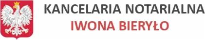 Logo Kancelarii Notarialnej Iwona Bieryło z godłem Polski po lewej stronie.