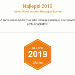 Nagroda Oferteo 'Najlepsi 2019 wśród Wykonawców Elewacji w Bochni' dla profesjonalisty.