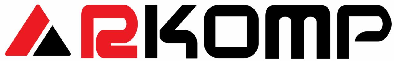 Logo firmy IT z geometrycznym symbolem i napisem 'AKOMP' w kolorach czerwonym i czarnym na białym tle.