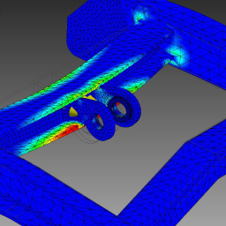 BELTOM - Wizualizacja numeryczna naprężeń w konstrukcji stalowej, z kolorowym gradientem wskazującym obciążenia w MPa, wykonana w programie do analiz inżynierskich.