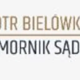 Logo kancelarii komornika sądowego Piotra Bielówki w Rzeszowie, zawierające stylizowany monogram 'PB' oraz godło państwowe.