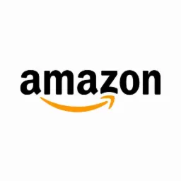 Logo Amazon z charakterystycznym pomarańczowym uśmiechem skierowanym od litery A do Z, symbolizującym szeroki asortyment produktów.