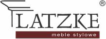 Logo firmy LATZKE meble stylowe z graficznym elementem przypominającym fragment mebla.