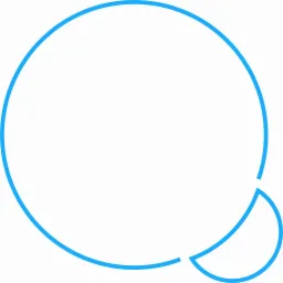 Niebieski kontur dymku dialogowego z przerwami, na białym tle.