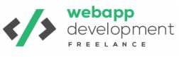 Logo firmy webapp development freelance z zielonym symbolem kodu